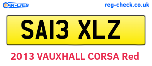 SA13XLZ are the vehicle registration plates.