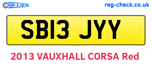 SB13JYY are the vehicle registration plates.