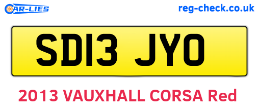 SD13JYO are the vehicle registration plates.