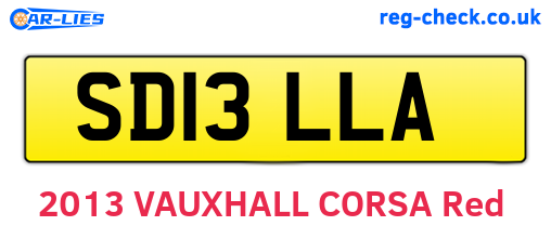SD13LLA are the vehicle registration plates.