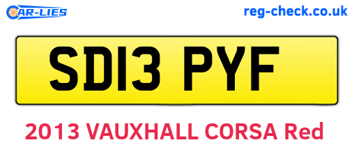 SD13PYF are the vehicle registration plates.