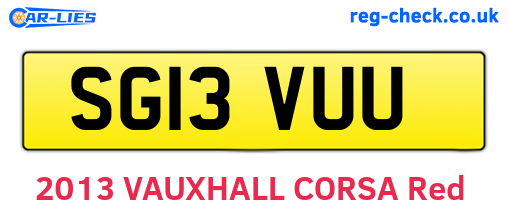 SG13VUU are the vehicle registration plates.