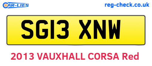 SG13XNW are the vehicle registration plates.