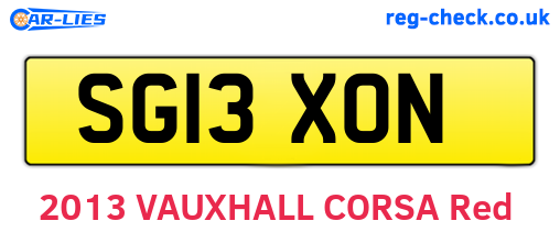 SG13XON are the vehicle registration plates.