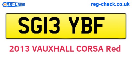SG13YBF are the vehicle registration plates.