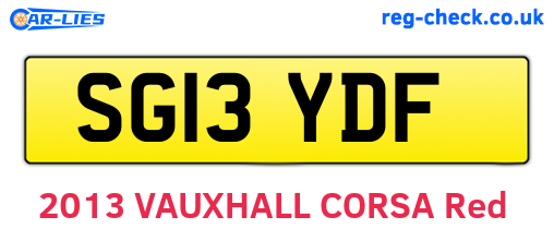 SG13YDF are the vehicle registration plates.