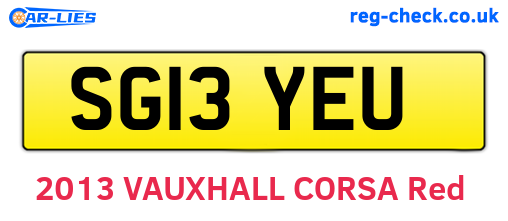SG13YEU are the vehicle registration plates.