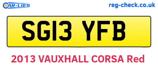 SG13YFB are the vehicle registration plates.