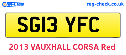 SG13YFC are the vehicle registration plates.