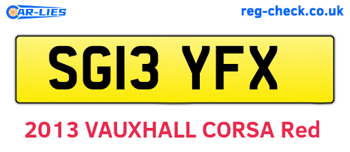 SG13YFX are the vehicle registration plates.
