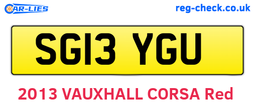 SG13YGU are the vehicle registration plates.
