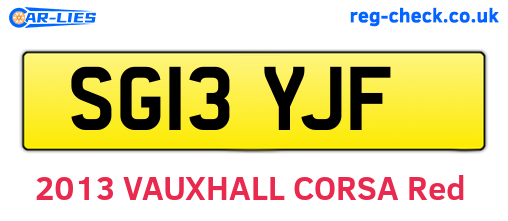 SG13YJF are the vehicle registration plates.