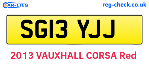 SG13YJJ are the vehicle registration plates.