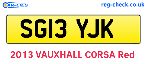 SG13YJK are the vehicle registration plates.