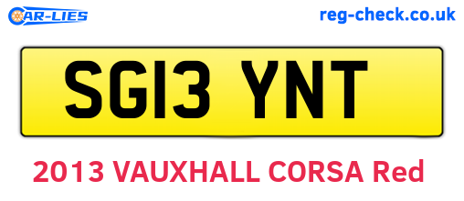 SG13YNT are the vehicle registration plates.