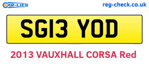 SG13YOD are the vehicle registration plates.