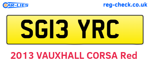 SG13YRC are the vehicle registration plates.