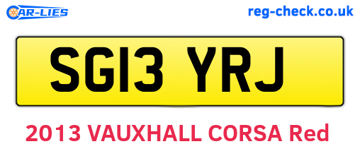 SG13YRJ are the vehicle registration plates.