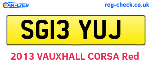 SG13YUJ are the vehicle registration plates.
