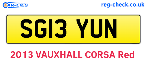 SG13YUN are the vehicle registration plates.