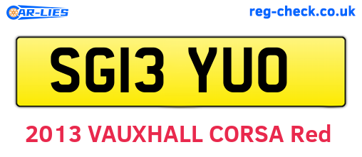 SG13YUO are the vehicle registration plates.
