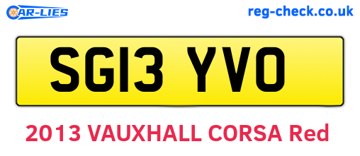SG13YVO are the vehicle registration plates.
