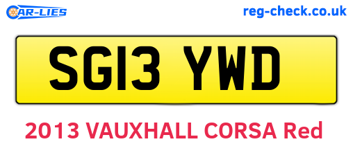 SG13YWD are the vehicle registration plates.
