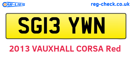 SG13YWN are the vehicle registration plates.