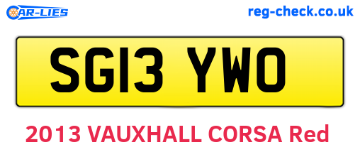 SG13YWO are the vehicle registration plates.