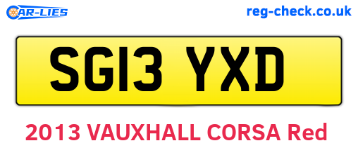 SG13YXD are the vehicle registration plates.