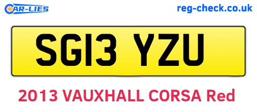 SG13YZU are the vehicle registration plates.
