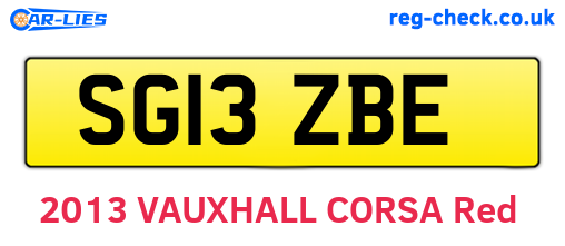 SG13ZBE are the vehicle registration plates.