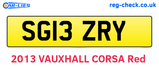SG13ZRY are the vehicle registration plates.