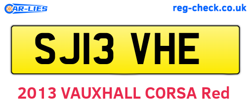SJ13VHE are the vehicle registration plates.