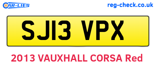 SJ13VPX are the vehicle registration plates.