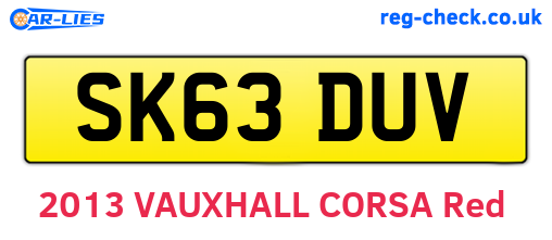 SK63DUV are the vehicle registration plates.