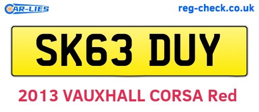 SK63DUY are the vehicle registration plates.