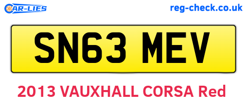 SN63MEV are the vehicle registration plates.