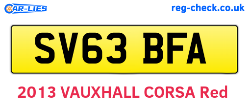 SV63BFA are the vehicle registration plates.