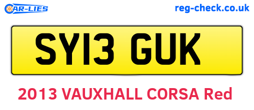 SY13GUK are the vehicle registration plates.