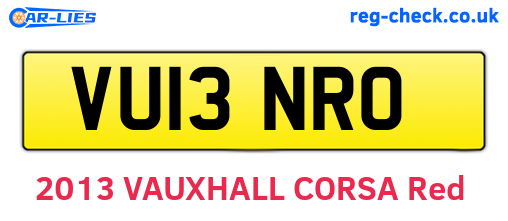 VU13NRO are the vehicle registration plates.