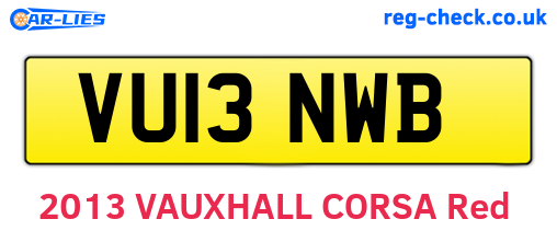 VU13NWB are the vehicle registration plates.