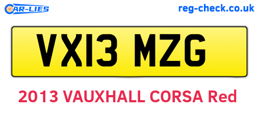VX13MZG are the vehicle registration plates.