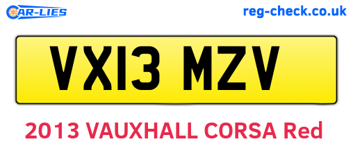 VX13MZV are the vehicle registration plates.