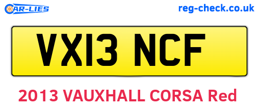 VX13NCF are the vehicle registration plates.