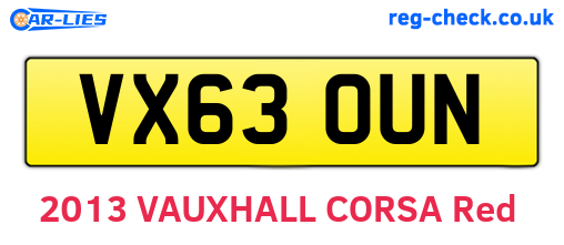 VX63OUN are the vehicle registration plates.