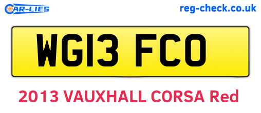 WG13FCO are the vehicle registration plates.