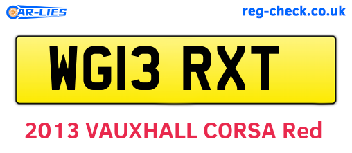 WG13RXT are the vehicle registration plates.