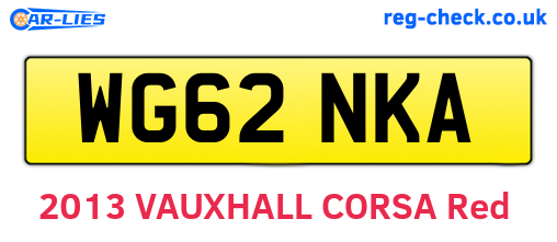 WG62NKA are the vehicle registration plates.