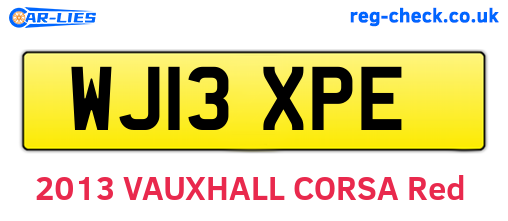 WJ13XPE are the vehicle registration plates.